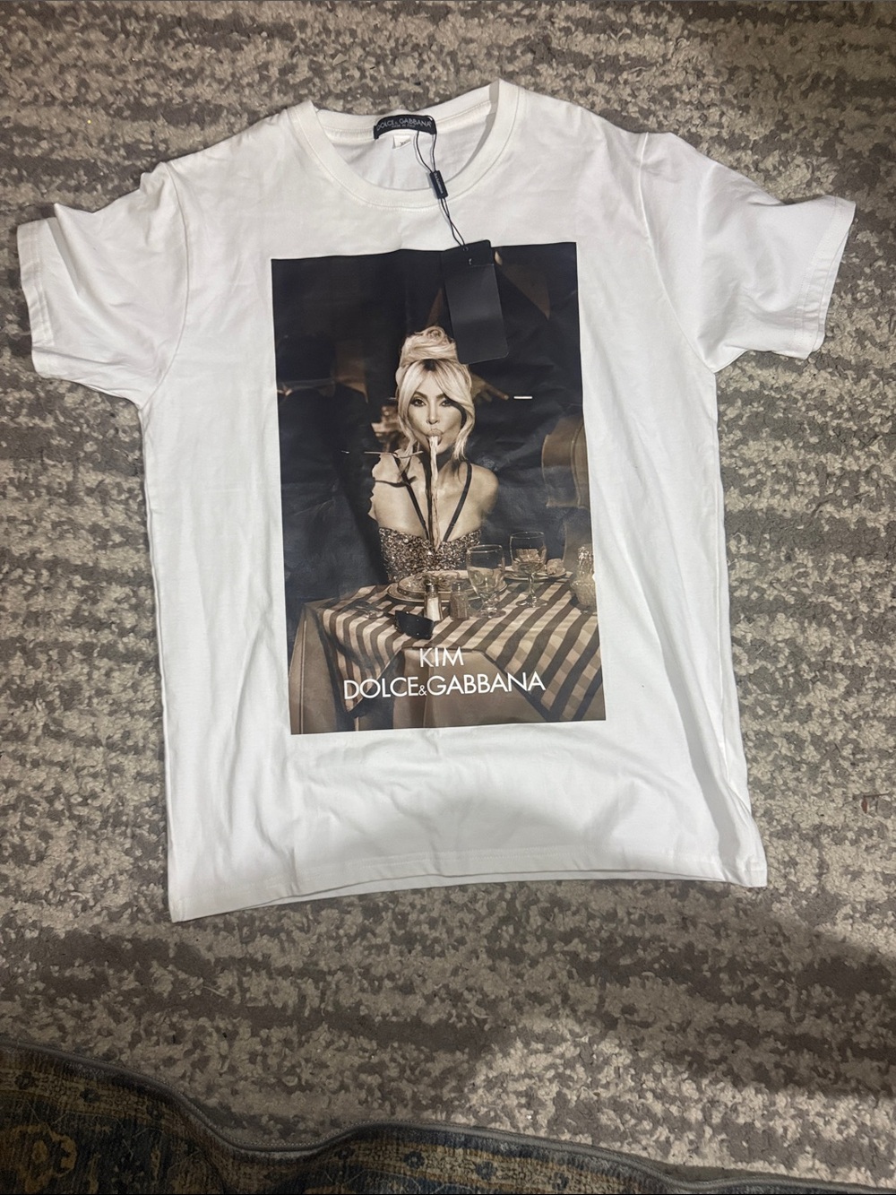 White Graphic Tee — Kim Print